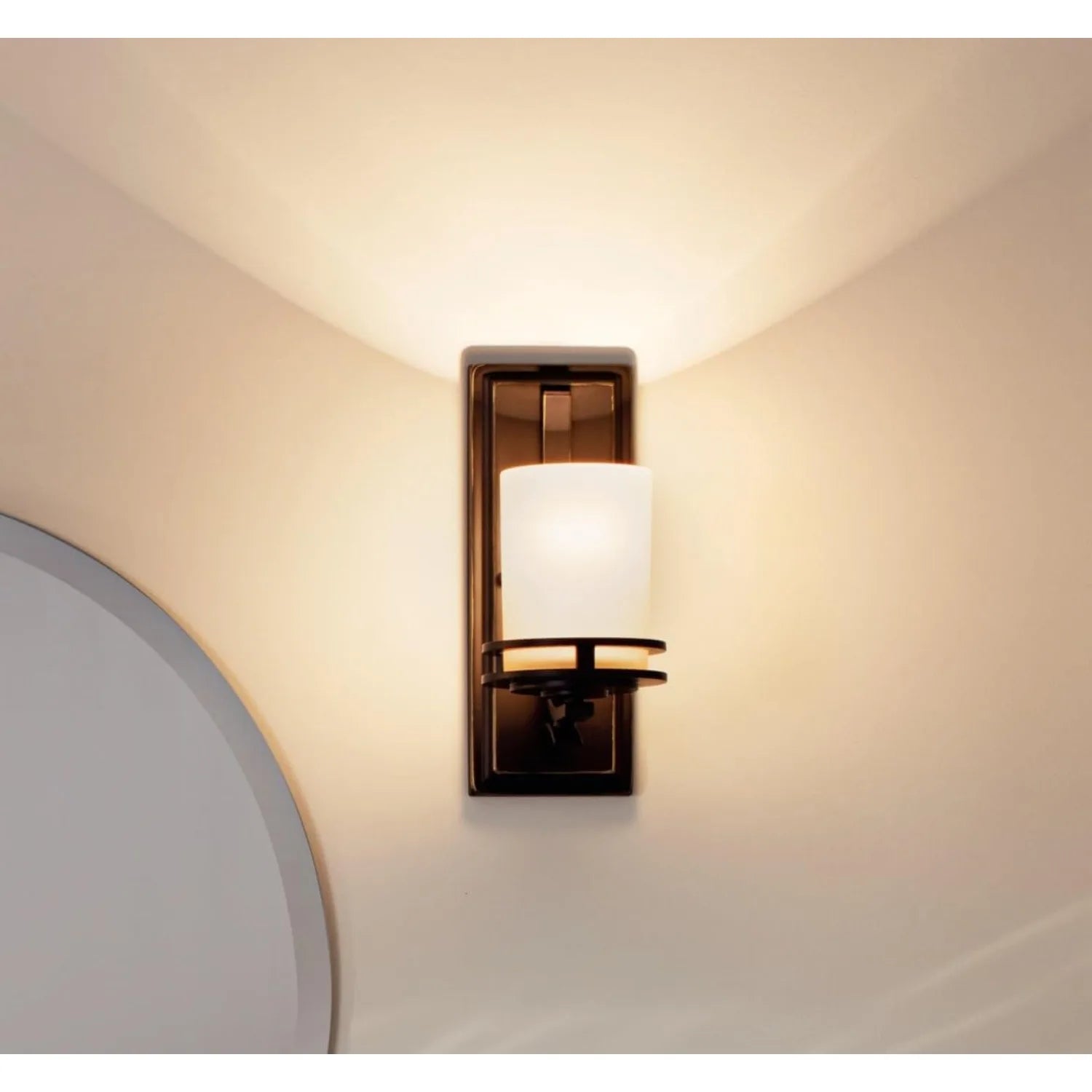 12" 1 Light Wall Sconce  Light Umber Etched Glass Olde Bronze®, 5.25"