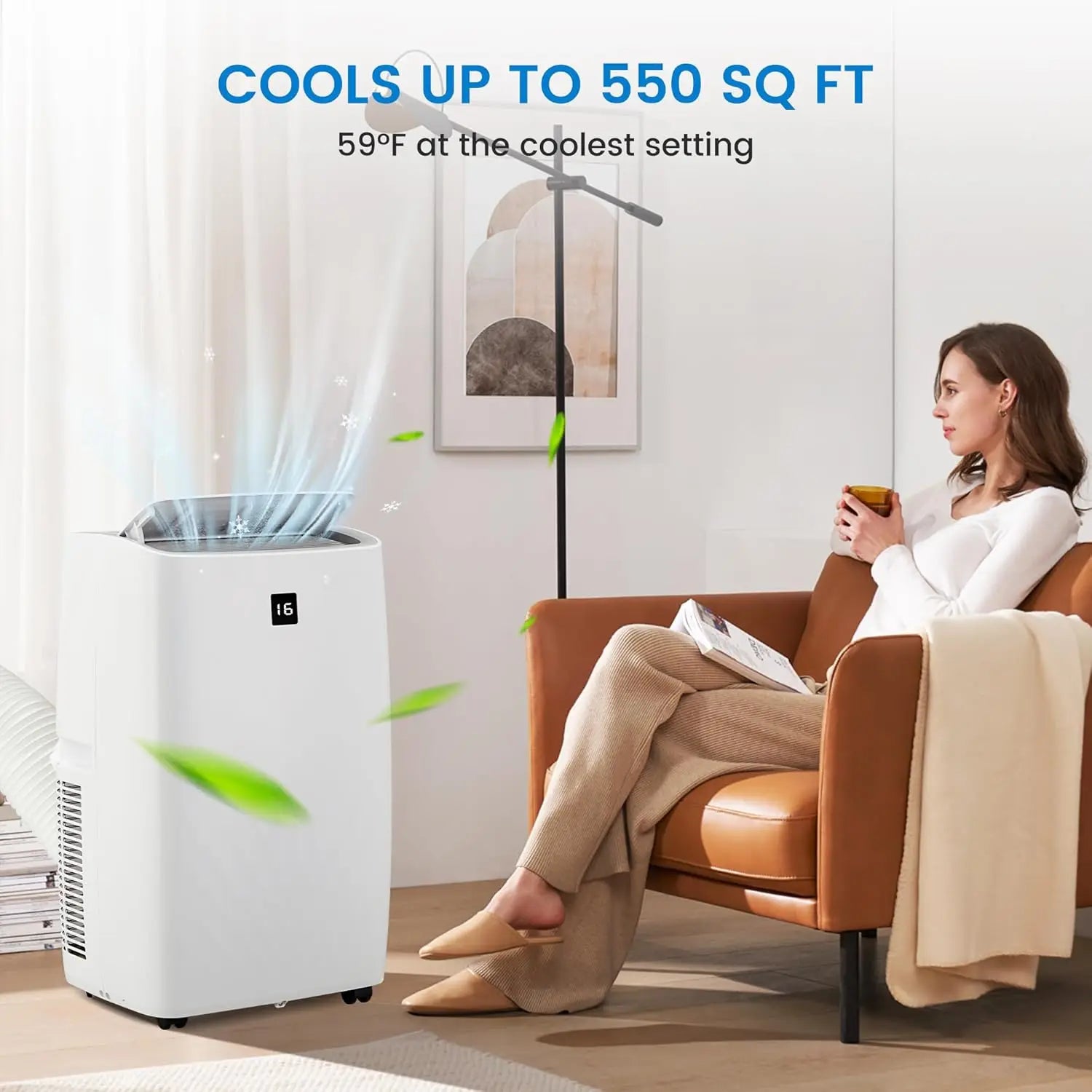 Portable Air Conditioner 12000 BTU, Cooler Dehumidifier Fan with Remote, Window Kit, 24H Timer, 550 Sq. Ft Coverage, White