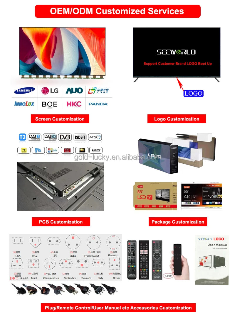 OLED TV 43 50 55 65 75 85 Inch 4K UHD WebOS Google Android Smart TV No Frame Ultra Thin LED Television OEM Manufacturer