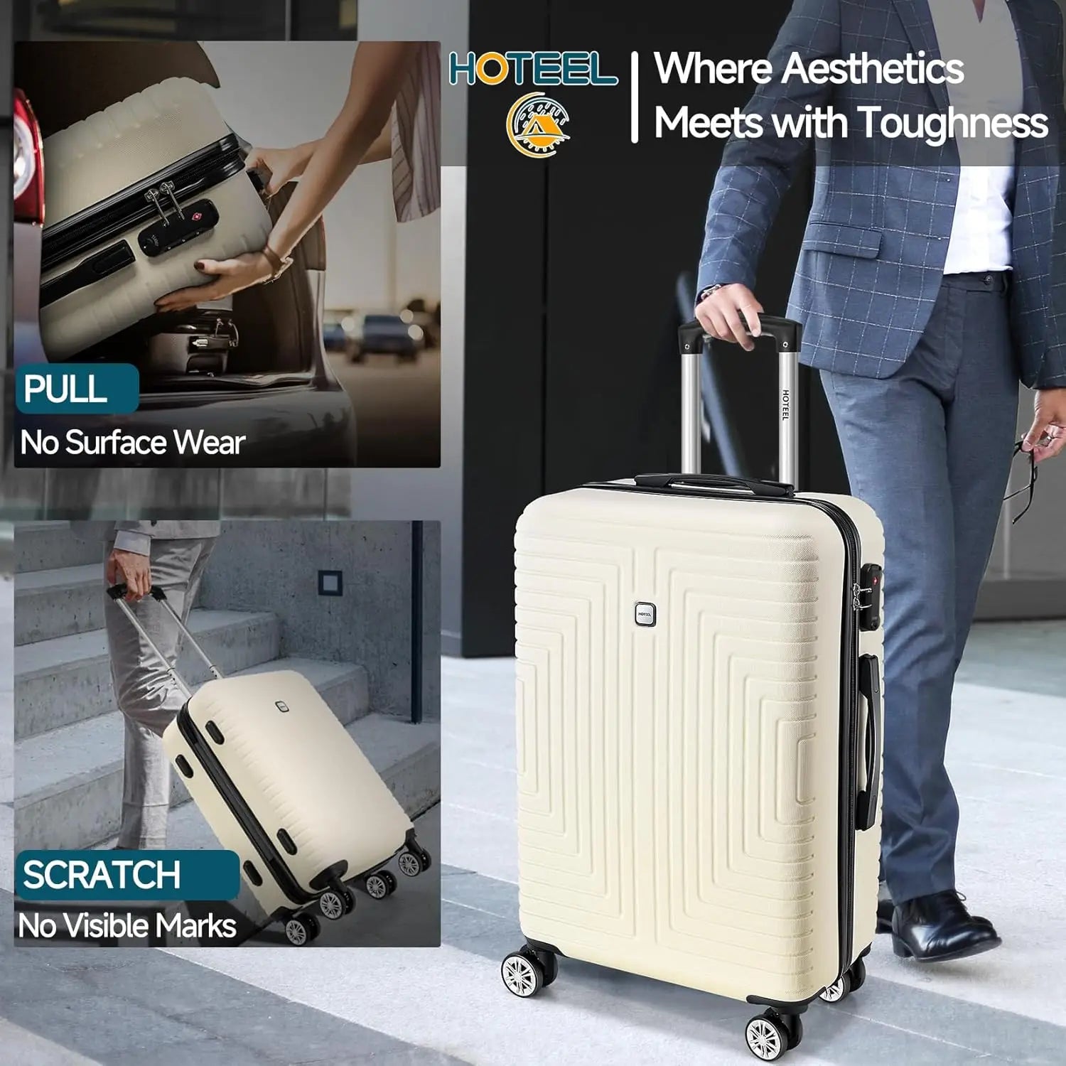 3pcs Luggage Set Hard Shell Suitcases Travel Packing Box With Wheel TSA Aproved Lock And Carry On Bag Wash Bag Travel Suit Case