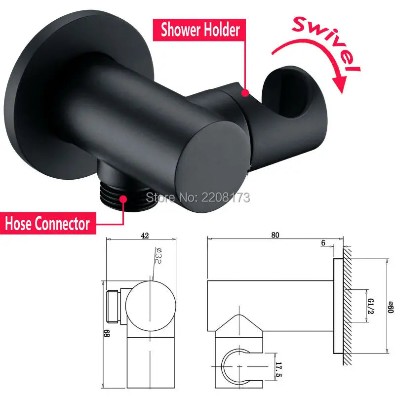 Bathroom Built-in Shower System Brass Matte Black Finish Wall Mount 3-Function Concealed 8 Inch Rain Shower Smesiteli