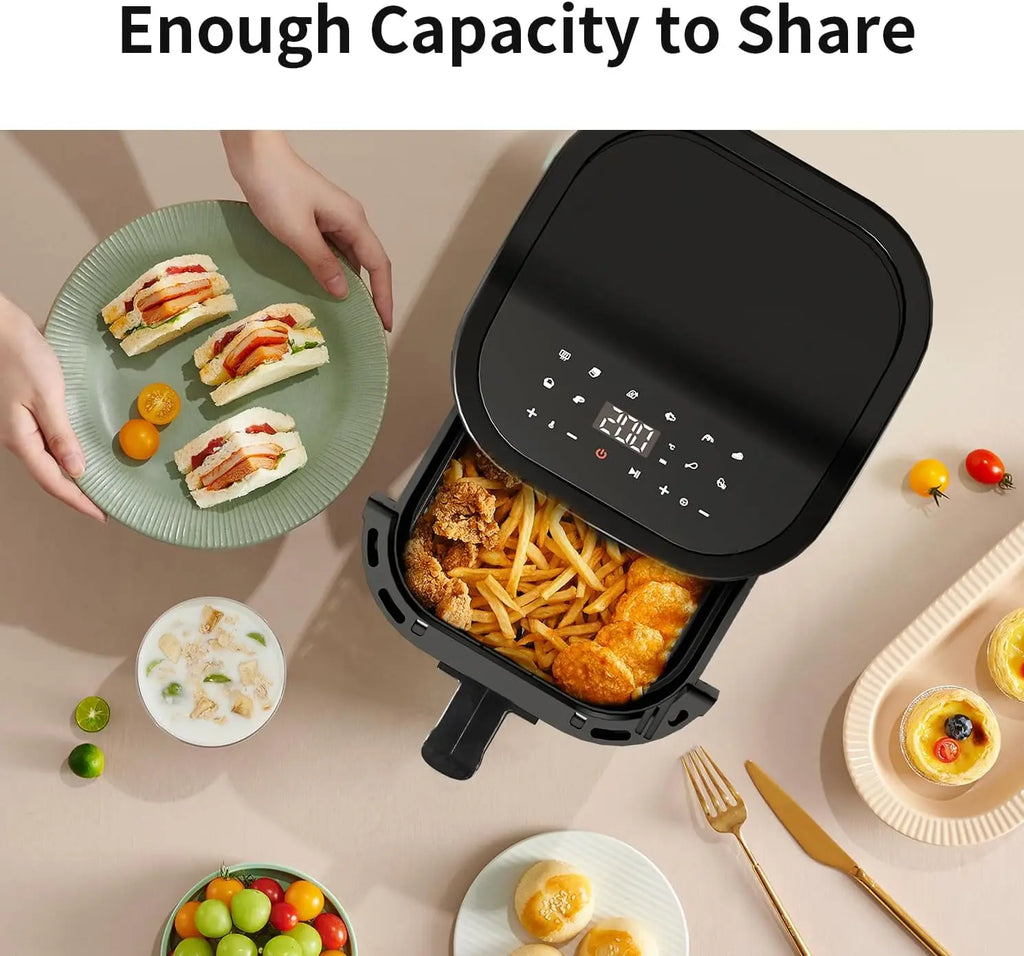 Air Fryer, 4.8QT Compact with Online Recipes,10-in-1 Functions for Air Fry, Roast, Reheat, Dehydrate, Bake, Broil & More, 360°Ai