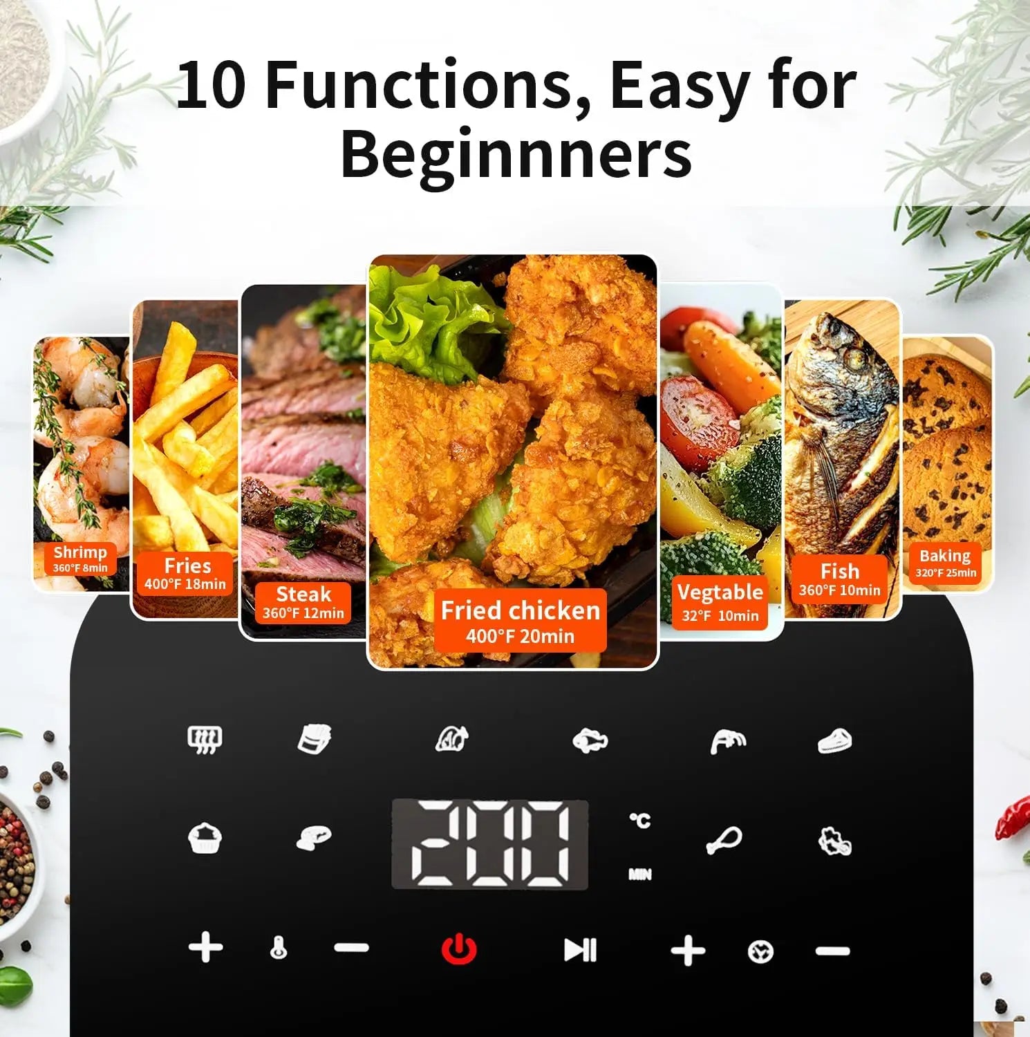 Air Fryer, 4.8QT Compact with Online Recipes,10-in-1 Functions for Air Fry, Roast, Reheat, Dehydrate, Bake, Broil & More, 360°Ai