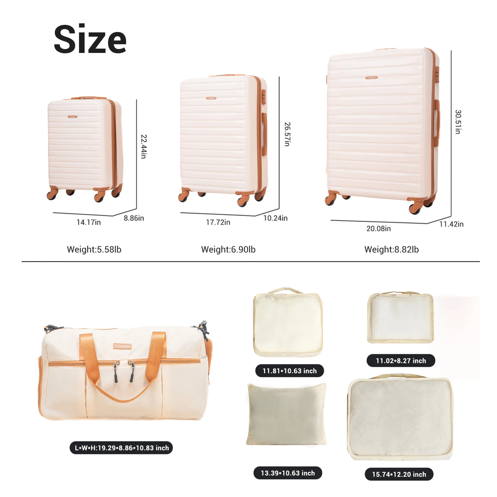 Luggage Sets 3 Piece Suitcases with Double Spinner Wheel,Suitcase Set ABS Hard Case Luggage with TSA Lock, Travel Duffle Bag