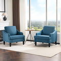 Linen Accent Chairs Set of 2, Navy Blue Modern Armchair for Living Room Bedroom
