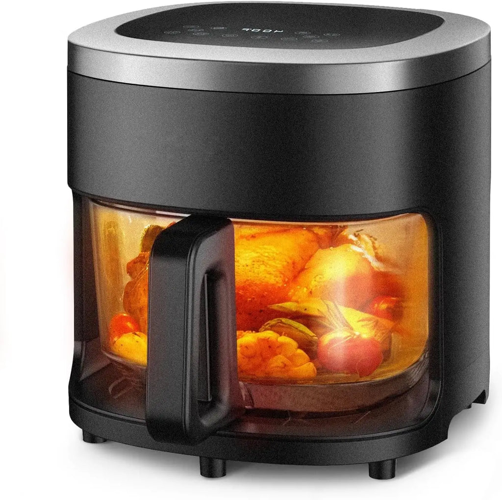 6-IN-1 Glass Air Fryer with 4.5 QT Capacity,Air Fry, Roast, Reheat, Dehydrate, Air Crisp Technology,Nonstick & Dishwasher Safe B