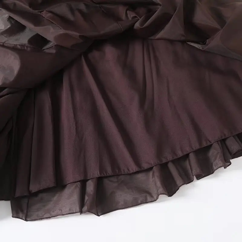 Women's clothing 2025 summer new products European and American fashion versatile minimalist design casual tulle skirt