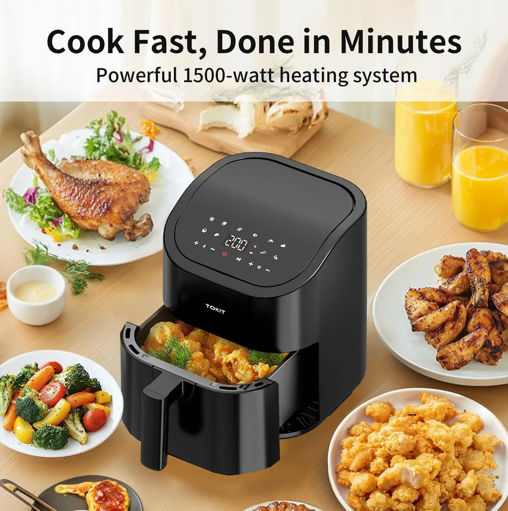 Air Fryer, 4.8QT Compact with Online Recipes,10-in-1 Functions for Air Fry, Roast, Reheat, Dehydrate, Bake, Broil & More, 360°Ai
