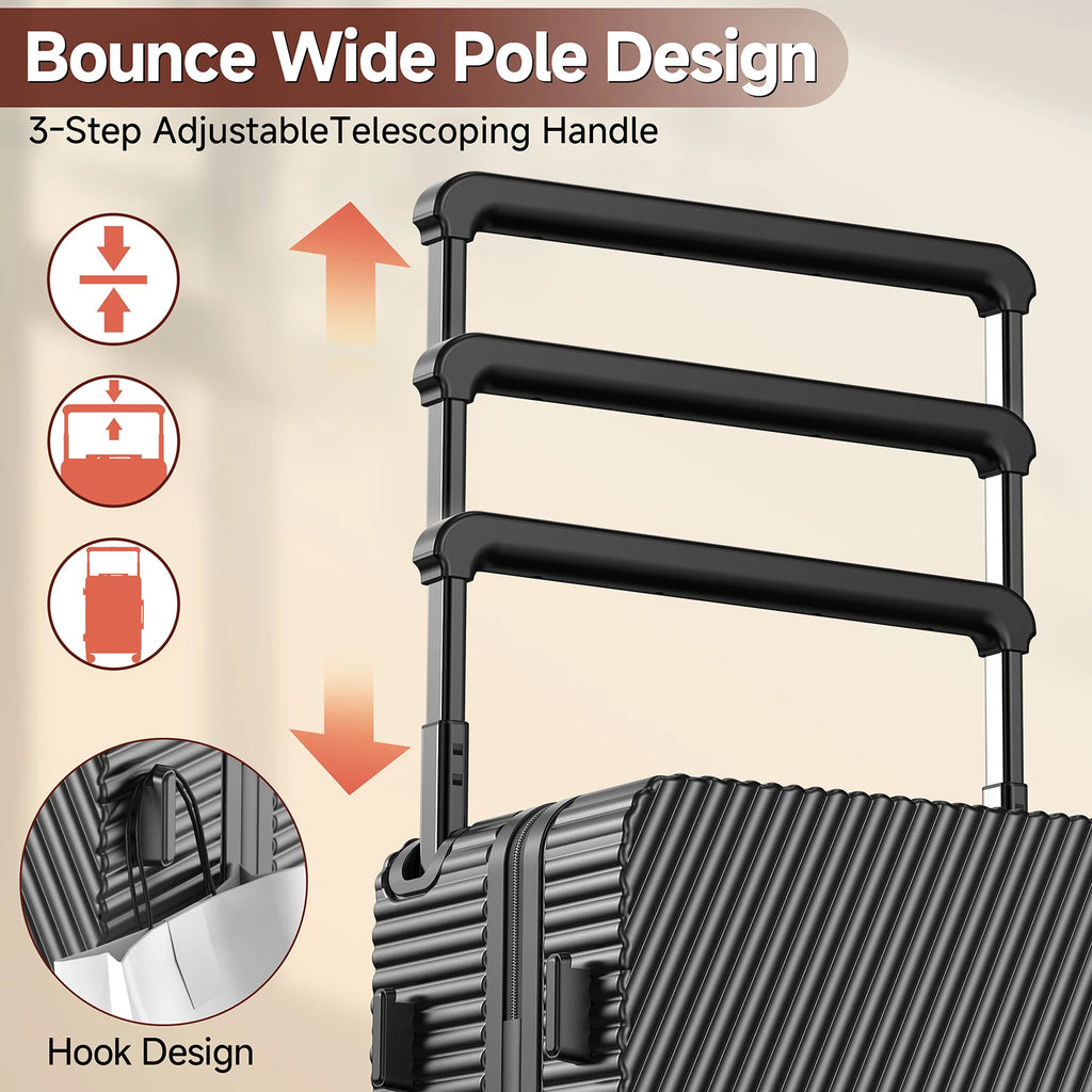 Lightweight 22 Carry on Luggage, Hard Shell Suitcase with 360°Spinner Wheels, Airline Boarded Suitcase & LSA Lock Dual Zippers