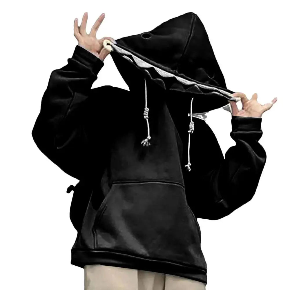 Shark Sweatshirt Women's Blue Hoodies Long Sleeve Shark Shape Couple Pullover Animal Hooded Cartoon Sweatshirt For Men Women