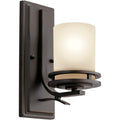 12" 1 Light Wall Sconce  Light Umber Etched Glass Olde Bronze®, 5.25"