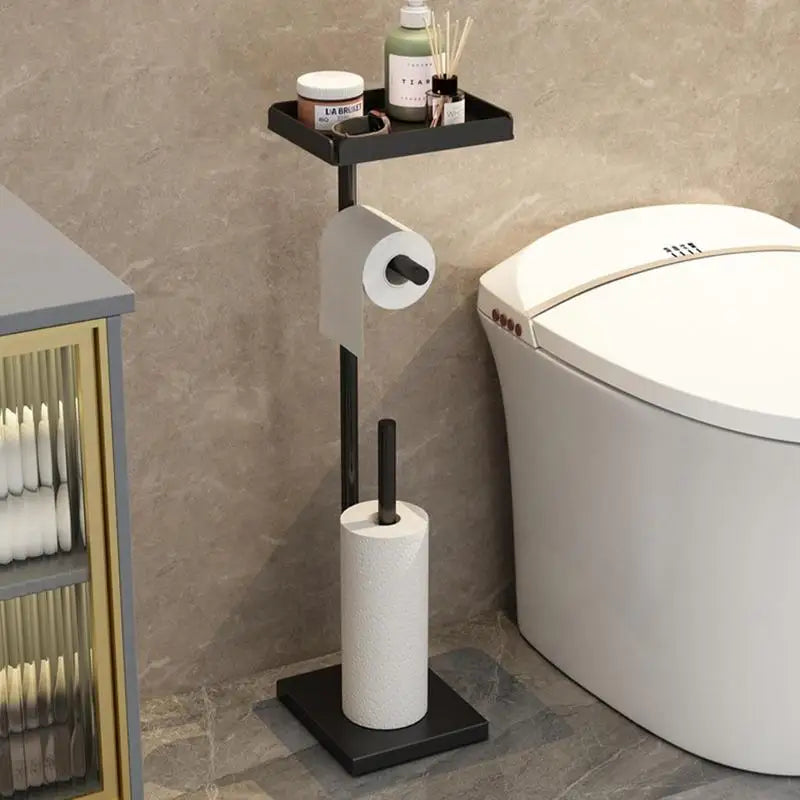 Standing Toilet Paper Holder Bathroom Toilet Tissue Stand With Storage Rack Tissue Rolls Stand Detachable And Smooth Bathroom