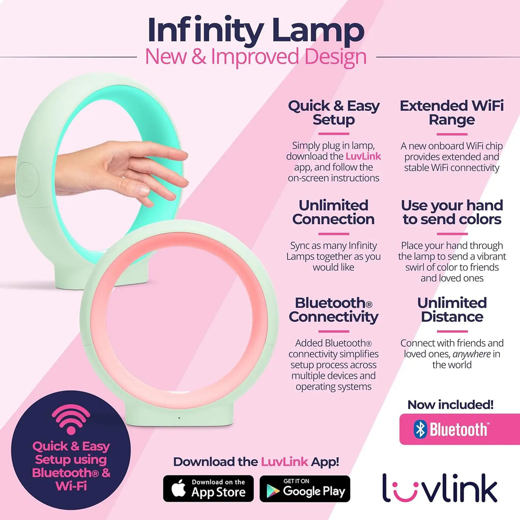 Bluetooth Friendship Lamps - Award-Winning Infinity Set of Four, Mint Color, Easy Setup for Long-Distance Connections