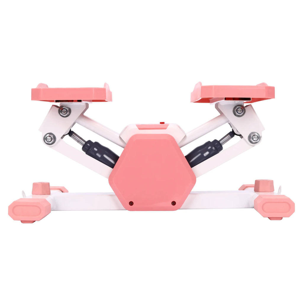 Mini Stepper Machine with Resistance Bands, LCD Display Home Fitness Equipment for Leg & Arm Workout, 330LBS Capacity Pink