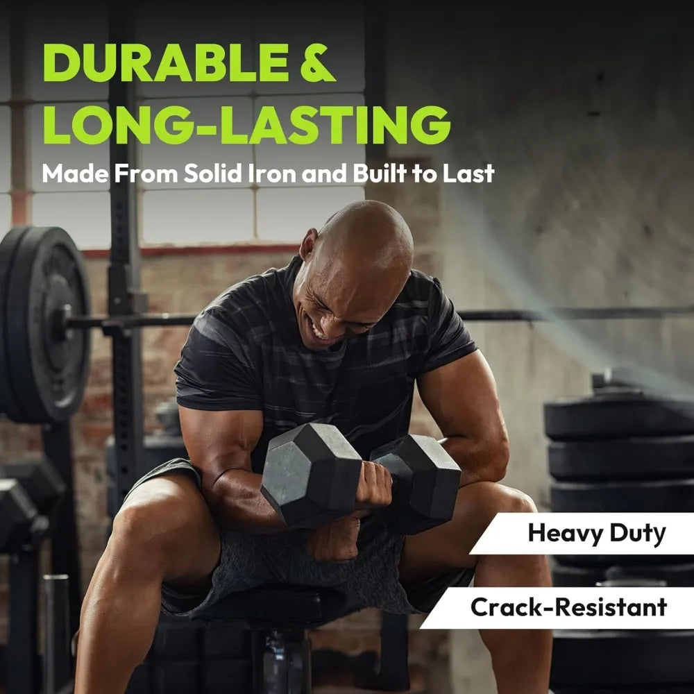 Rubber Coated Hex Dumbbell Set with Storage Rack, 60-550 lbs Weight Range for Strength Training and Fitness