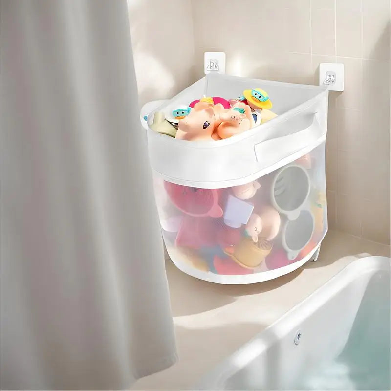 Bath Toys Storage Bag Mesh Bathtub Kids Toy Holder With Hook Large Opening Bathroom Toy Storage Hangable Bag For Boys Girls Toys