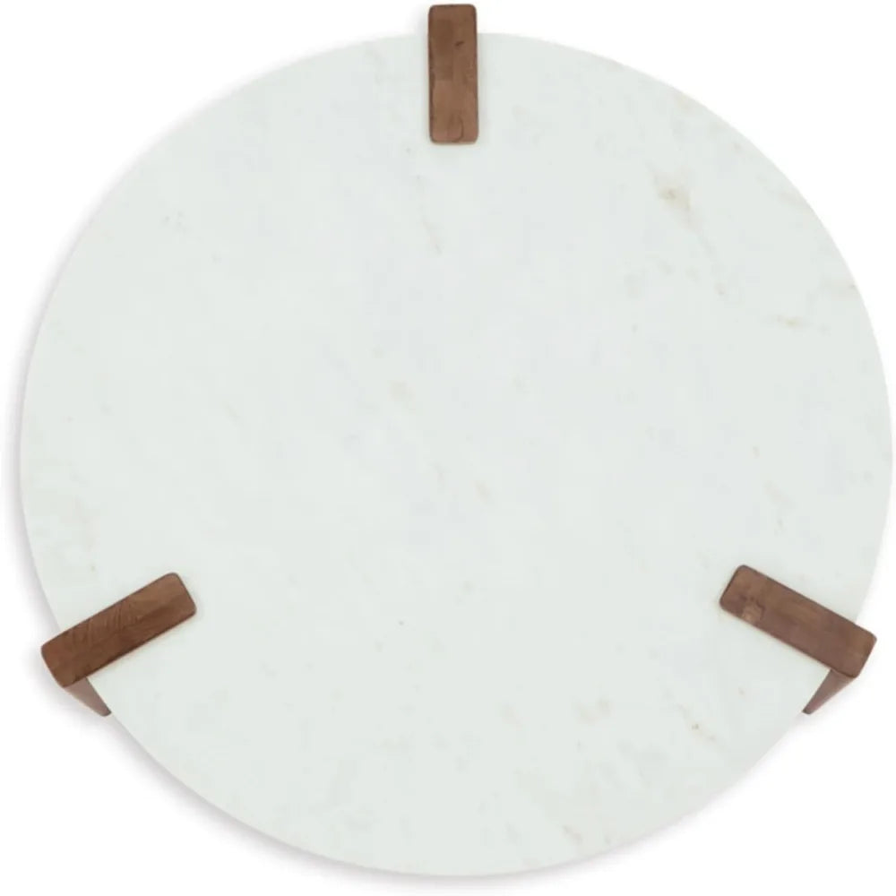 Isanti Modern Coffee Table with Marble Top, White & Light Brown