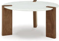 Isanti Modern Coffee Table with Marble Top, White & Light Brown