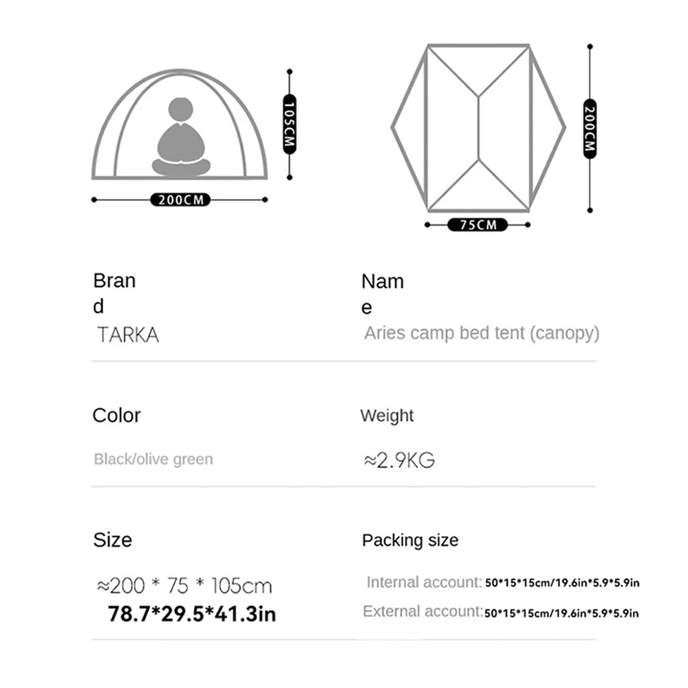 TARKA Camping Bed Tent Inner Tent And Outter Tent Set Only Used For Camping Bed Wild Hiking One Person Tent ﻿ ﻿ ﻿ ﻿ ﻿