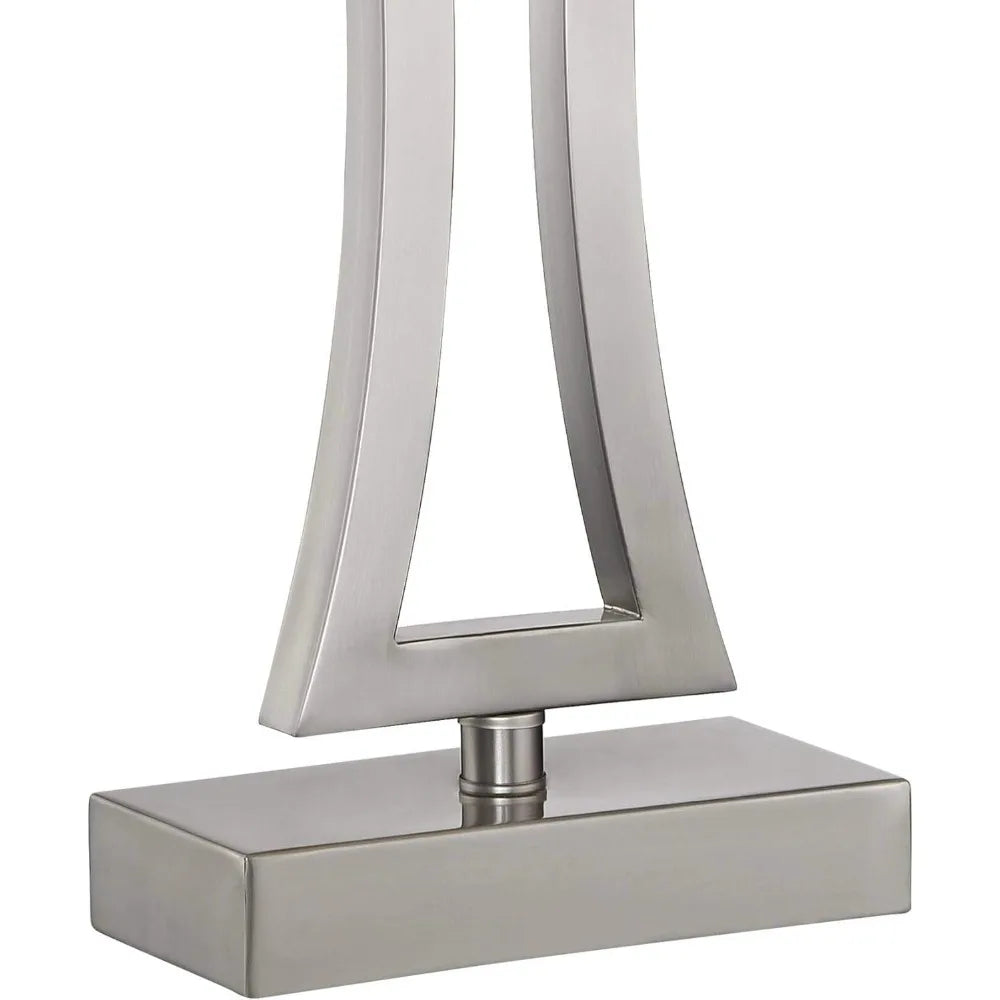 Modern 3-Way Table Lamps Set of 2, 31 Inches Tall with Dimmer, Brushed Nickel, Off-White Fabric Shade, Rectangular Design for Co