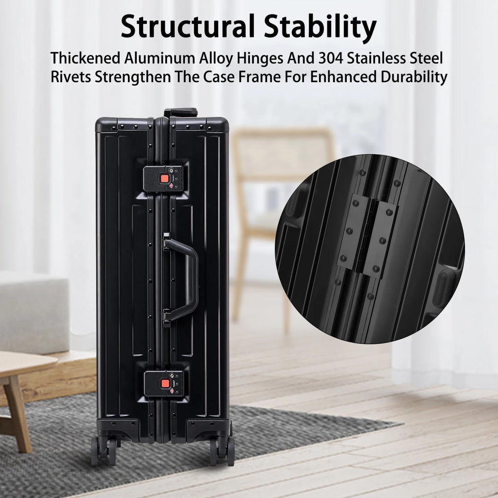 20 Inch Aluminum Rolling Trolley Case Cabin Suitcase Spinner Wheels USB Charging Travel Luggage With TSA Lock For Men Women 2025