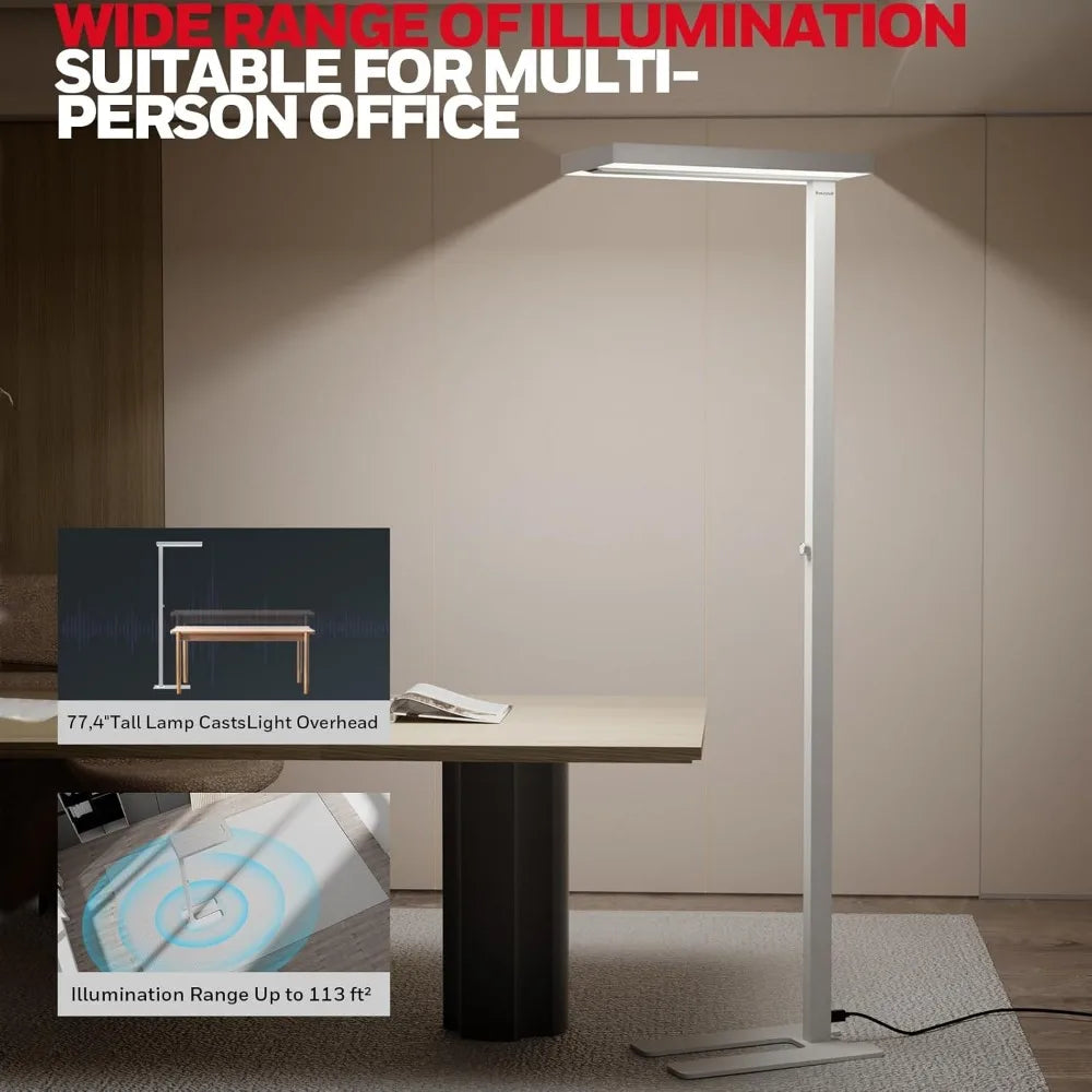 honeywell led floor lamp modern - 02e sunturalux eye caring standing light, 6000lm 60w 4000k natural daylight dimmable reading t