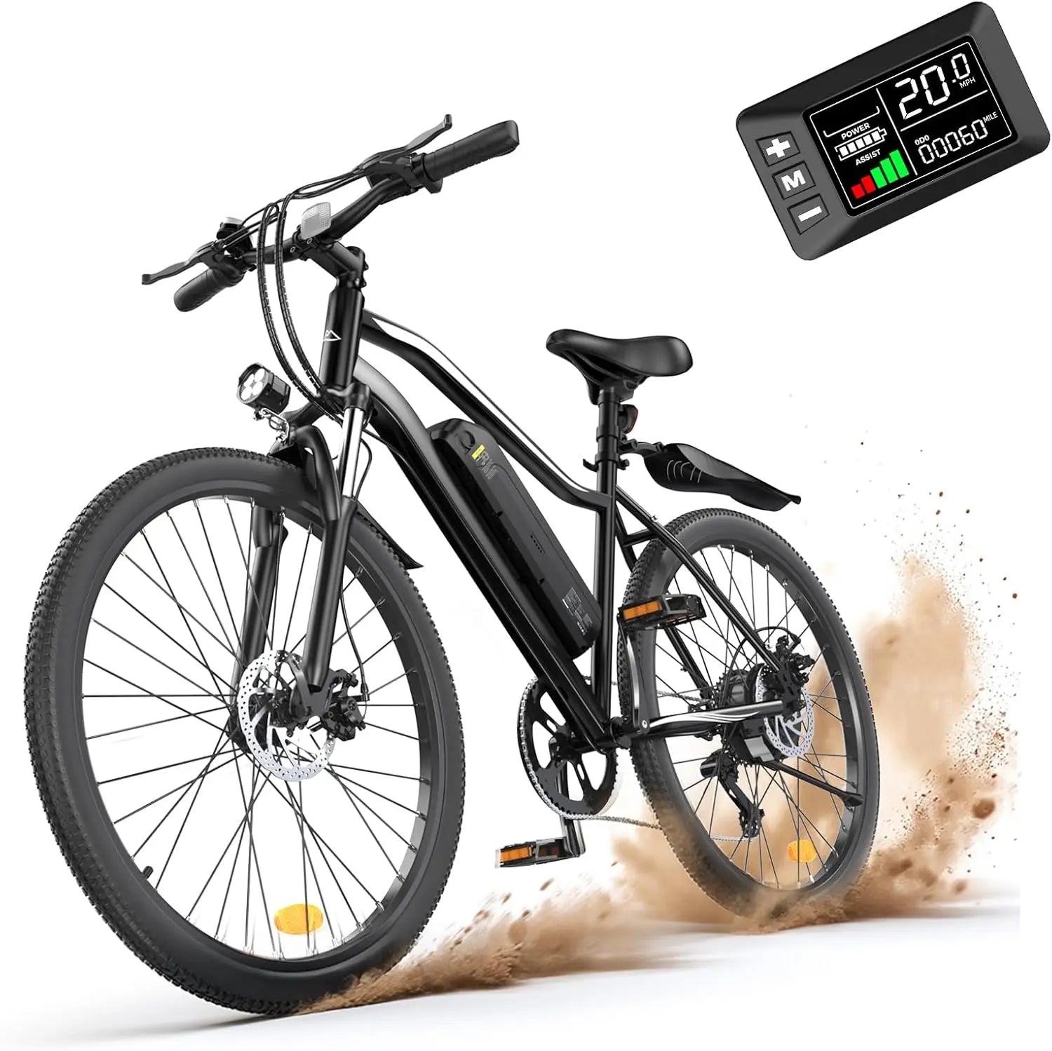 isinwheel 26 inch Electric Bike 500W/1000W Motor Electric Bike for Adults Up to 60 Miles 20MPH Commuting Electric Mountain eBike