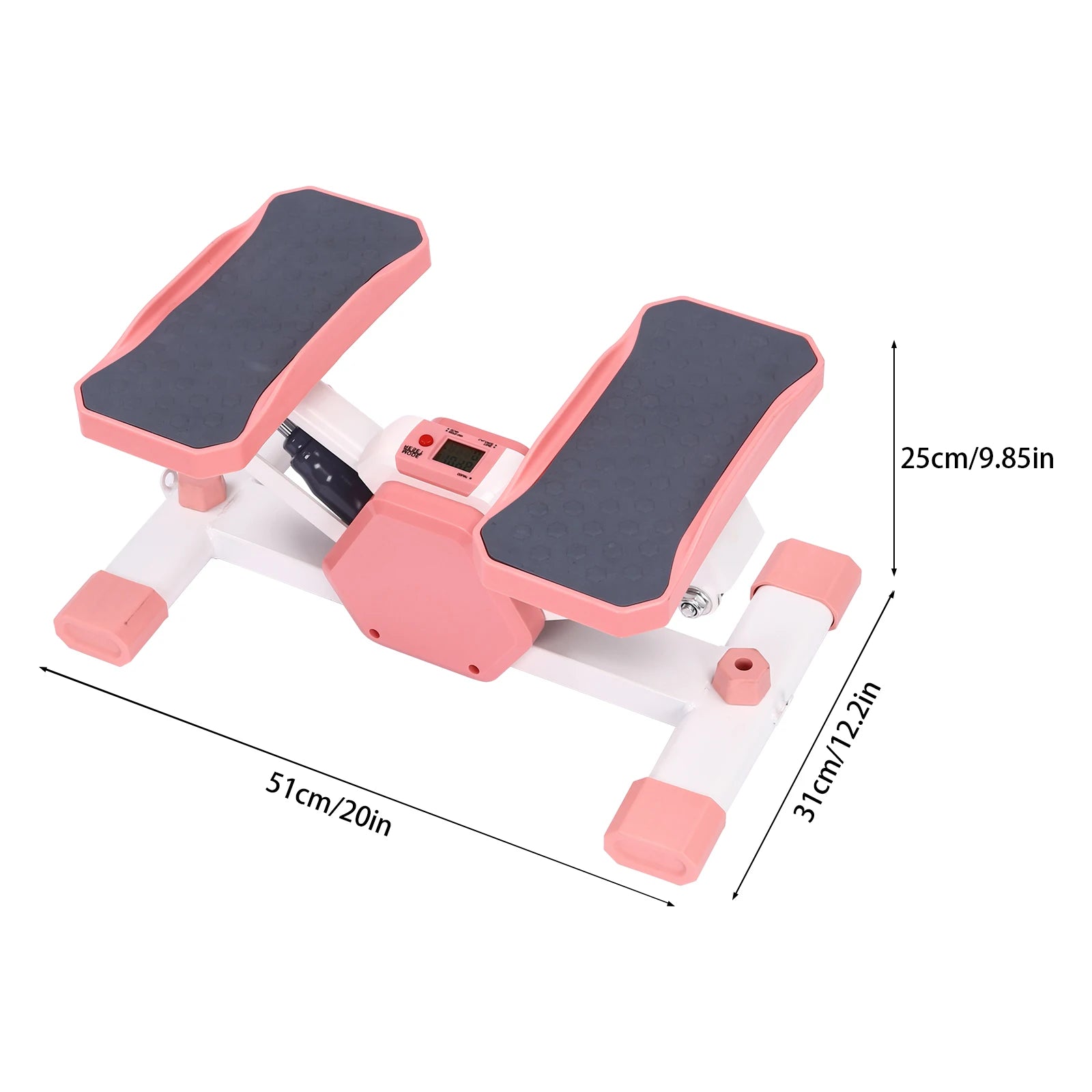 Mini Stepper Machine with Resistance Bands, LCD Display Home Fitness Equipment for Leg & Arm Workout, 330LBS Capacity Pink