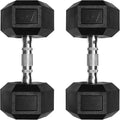 RitFit 5-650 LBS PVC-Coated Hex Dumbbell Sets with Optional Storage Rack for Home Gym, Chrome-Handled Hand Weights for Strength