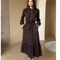 Women'sEuropean  Clothing Autumn and Winter New Elegant Sexy Fashion Digital Printing Leisure Dresssmall floral long skirt