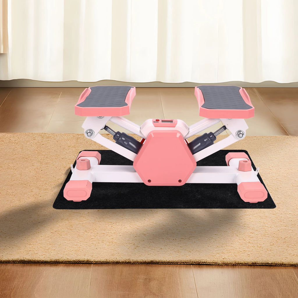 Mini Stepper Machine with Resistance Bands, LCD Display Home Fitness Equipment for Leg & Arm Workout, 330LBS Capacity Pink