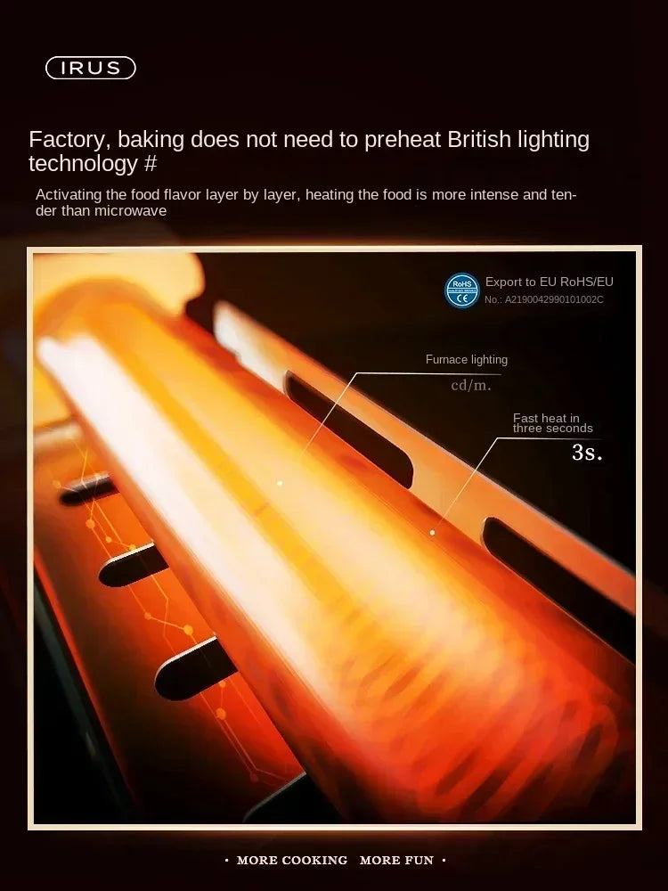 220V Bring Retro Style Into Your Kitchen with IRUS Electric Oven - Multi-functional 12L Baking Toaster C