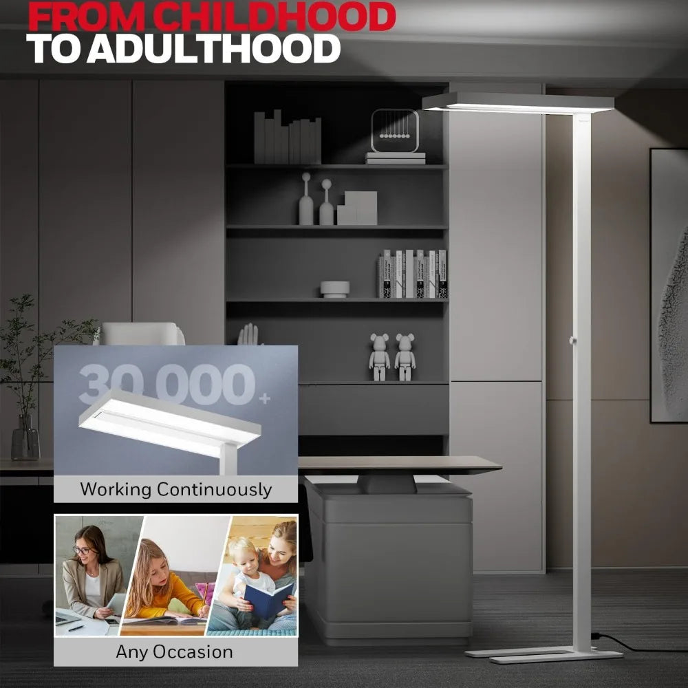 honeywell led floor lamp modern - 02e sunturalux eye caring standing light, 6000lm 60w 4000k natural daylight dimmable reading t