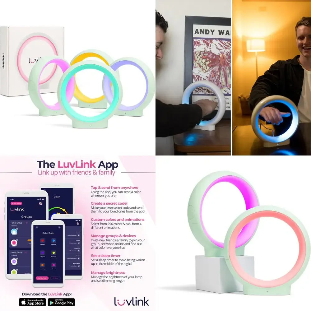 Bluetooth Friendship Lamps - Award-Winning Infinity Set of Four, Mint Color, Easy Setup for Long-Distance Connections
