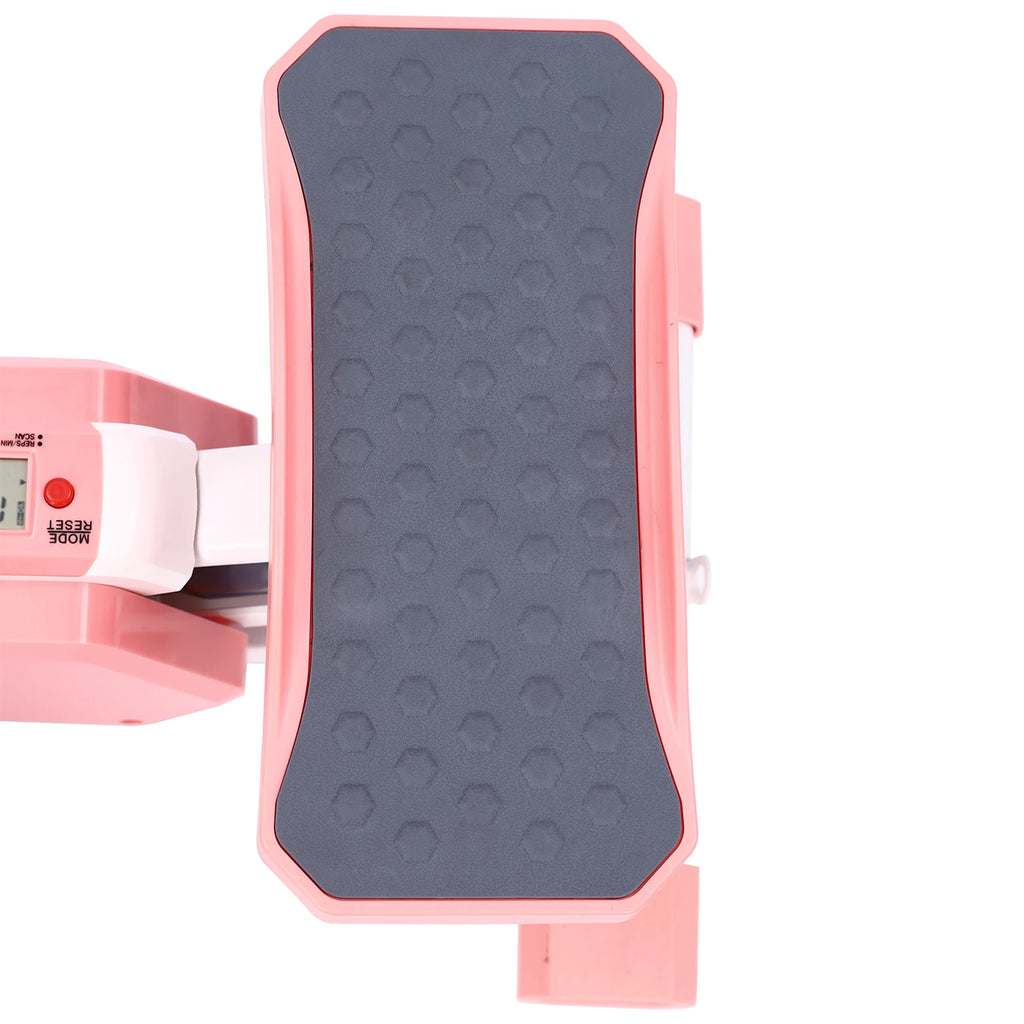 Mini Stepper Machine with Resistance Bands, LCD Display Home Fitness Equipment for Leg & Arm Workout, 330LBS Capacity Pink