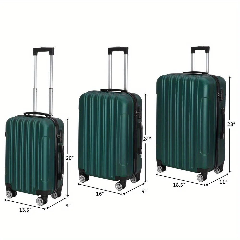 20 "24" 28 "Luggage Travel set ABS trolley Hard shell suitcase with TSA green lock