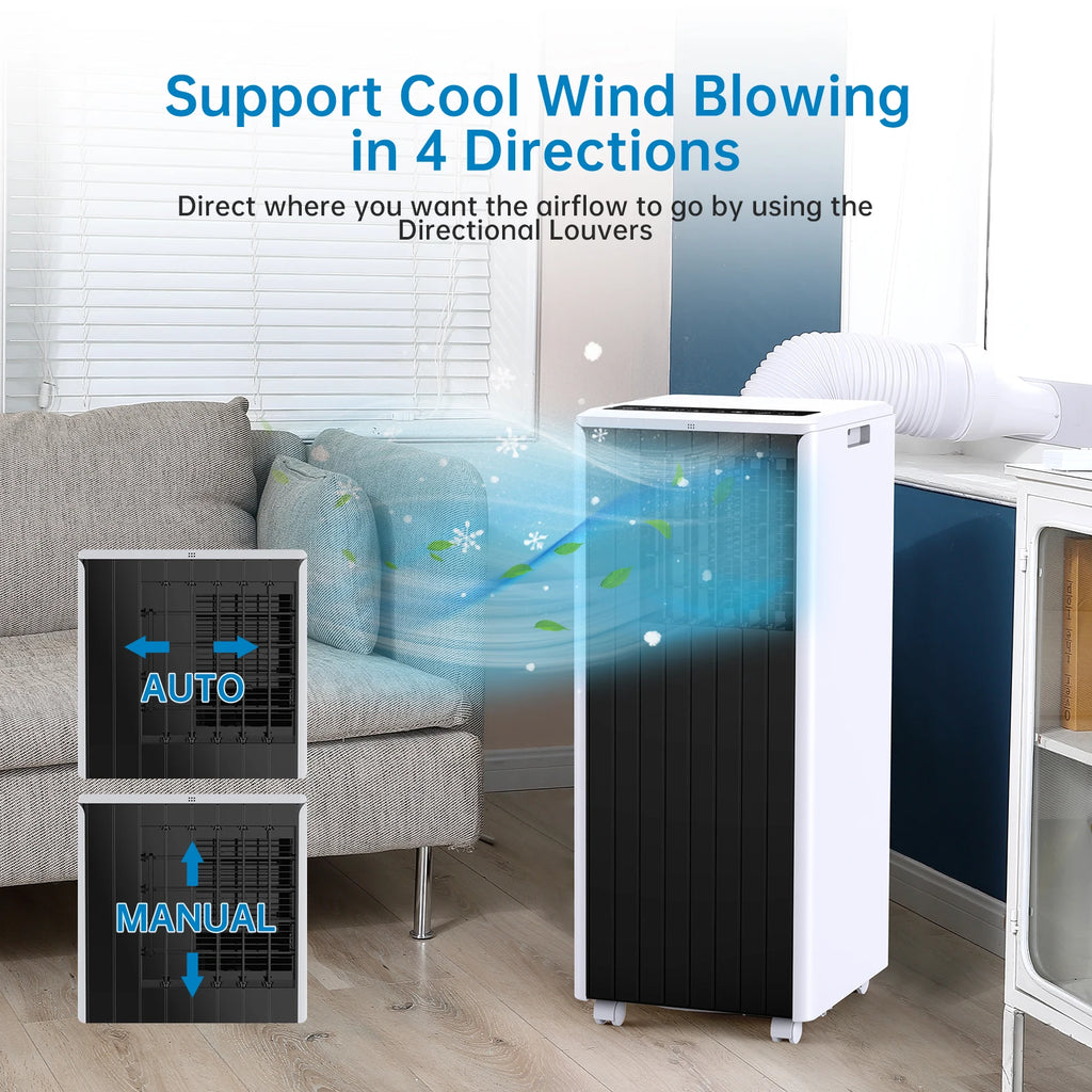 Portable Air Conditioners 8000 BTU, 3-In-1 AC Cooling Unit, 2 Speeds, 24H Timer, Low noise, Quick installation For Room Office