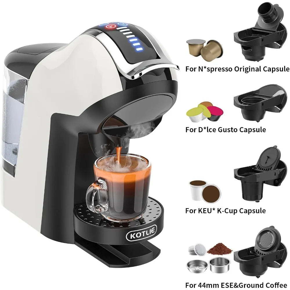Single Serve Coffee Maker: Hot & Cold Brew for Keurig K-cup, Compact Espresso Machine for Dolce Gusto/Nespresso Originals