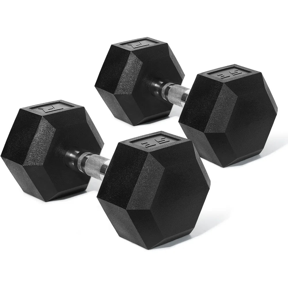 RitFit 5-650 LBS PVC-Coated Hex Dumbbell Sets with Optional Storage Rack for Home Gym, Chrome-Handled Hand Weights for Strength