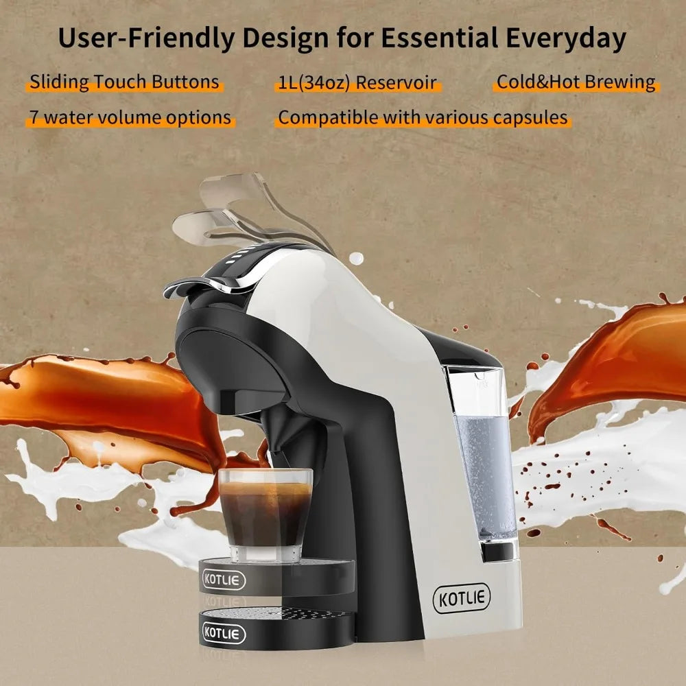 Single Serve Coffee Maker: Hot & Cold Brew for Keurig K-cup, Compact Espresso Machine for Dolce Gusto/Nespresso Originals