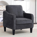 Modern Accent Chair, Upholstered Armchair with Pockets, Dark Grey, for Living Room, Bedroom, Office