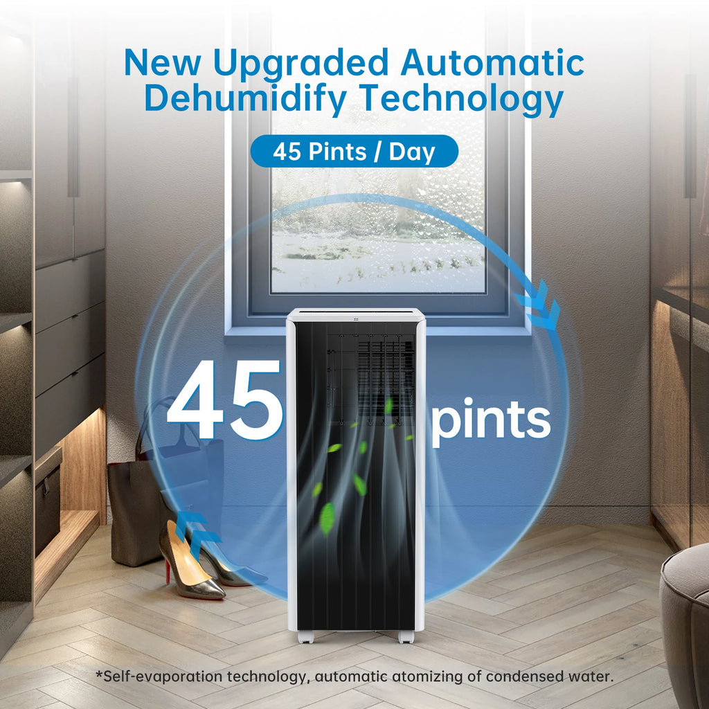 Portable Air Conditioners 8000 BTU, 3-In-1 AC Cooling Unit, 2 Speeds, 24H Timer, Low noise, Quick installation For Room Office