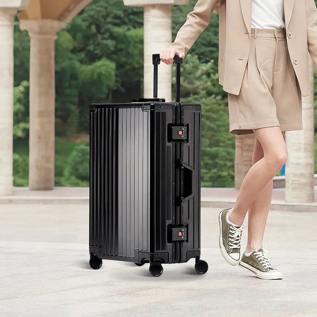 20 Inch Aluminum Rolling Trolley Case Cabin Suitcase Spinner Wheels USB Charging Travel Luggage With TSA Lock For Men Women 2025